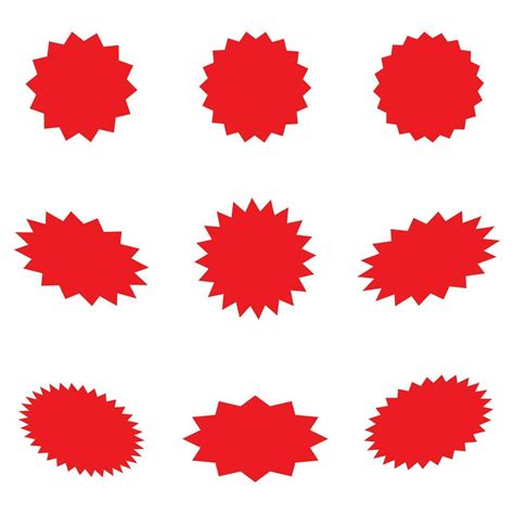 Starburst Red Speech Bubbles Bursting Sticker Promo Badges Sunburst