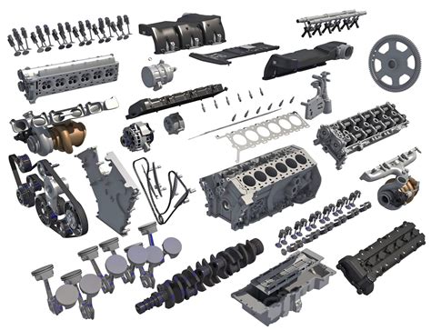 V12 Engine with Interior Parts 3D Model