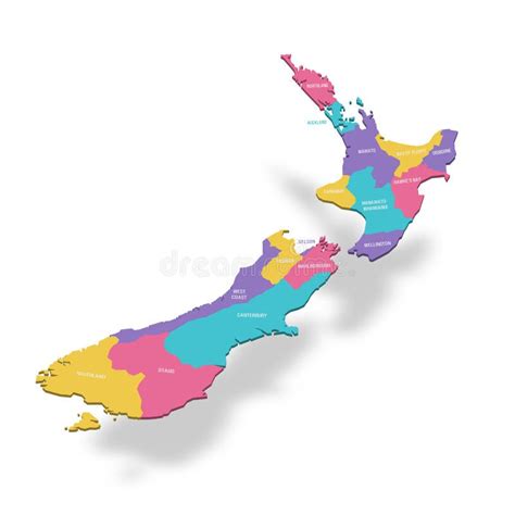 New Zealand Political Map Of Administrative Divisions Stock Vector