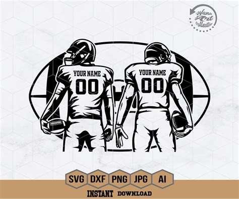 Two Football Players Svg Personalized Name Football Name Svg Football