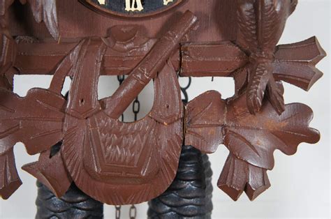 Antique German Schatz Sohne Black Forest Day Stag Hunt Cuckoo Clock