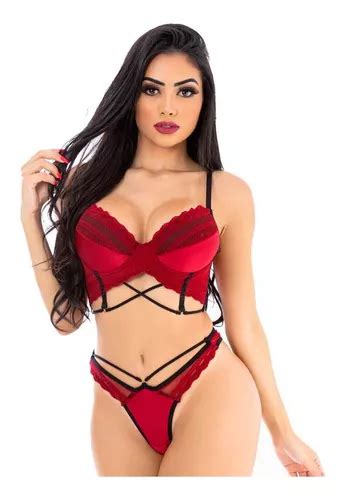 Lingerie Sexy Cropped Renda Sensual Completa Envio Gratis24h Frete grátis