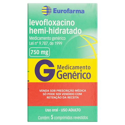 Levofloxacino Hemi Hidratado 750mg Eurofarma Caixa 5 Comprimidos