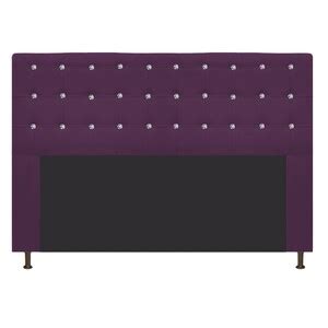 Cabeceira Estofada Dama Cm Queen Size Strass Suede Roxo