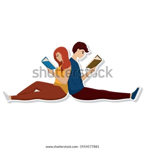 Couple Reading Books Together Hobbies Concept Stock Vector Royalty