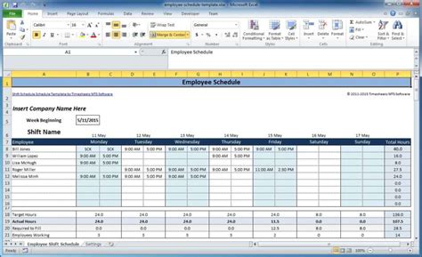Excel Spreadsheet Template Scheduling — Db
