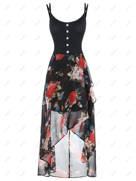 Photo Gallery Plus Size Floral Overlay High Low Dress