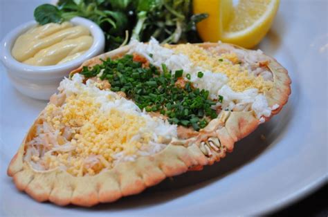 Dressed Devon Crab at Wright Brothers in London. Traditional English