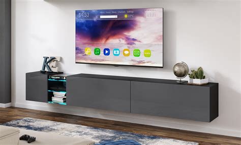 KAUFEXPERT Tv Lowboard Mini 255 Grau Hochglanz Schwarz Matt MDF