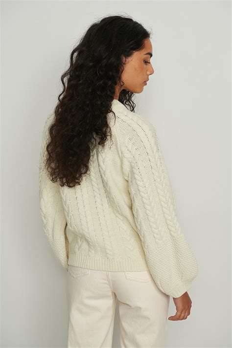 Oversized Cable Knit Sweater Offwhite Na