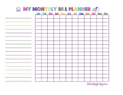 Blank Chart For Monthly Bills Calendar Template Printable