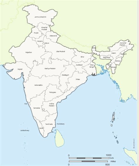 Vector Map Of Indian States With Names And Boundaries