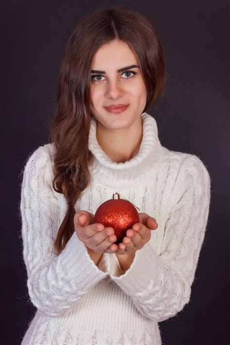 Beautiful Brunette Woman Holding Gift Toys Stock Photo Image Of Female Happy
