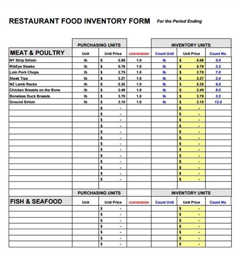 Restaurant Inventory Templates 12 Free Docs Xlsx And Pdf Restaurant Management Excel