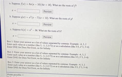 Solved A Suppose F X 6x X−10 4x 16 What Are The Roots