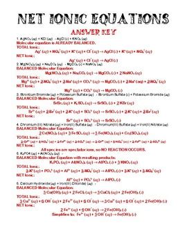 Net Ionic Equations Worksheet Englishworksheet My Id