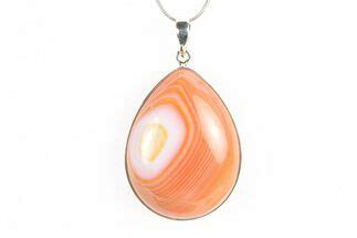 1 7 Banded Carnelian Agate Pendant Necklace 925 Sterling Silver