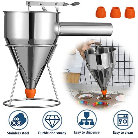 Pancake Batter Dispenser Multi Caliber Stainless Steel Funnel Dispenser