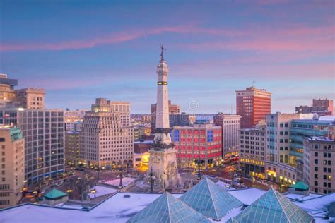 Downtown Indianapolis Skyline at Twilight Stock Image - Image of dusk ...