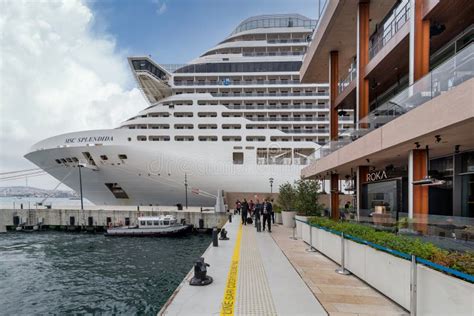 Msc Splendida Large Cruise Ship Docked At Terminal Of Galataport