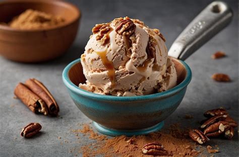 Premium Photo Vibrant Photo Of Cinnamon Maple Pecan Ice Cream Sc