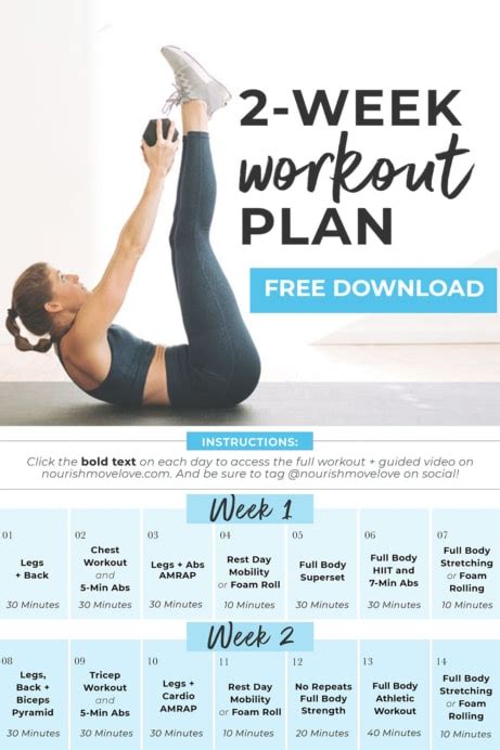 Week Workout Plan Free Meal Plan Included Nourish Move Love