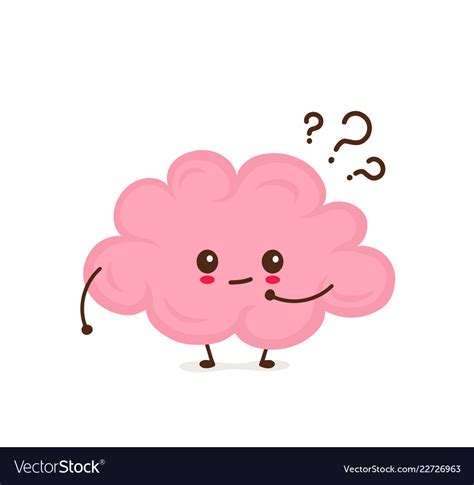 Cute smiling happy funny brain Royalty Free Vector Image