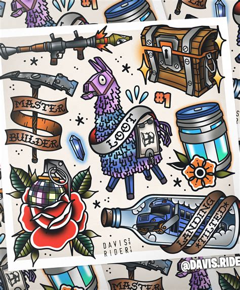 Fortnite Tattoo Flash Sheet I Made Had A Lot Of Fun With It Hope You