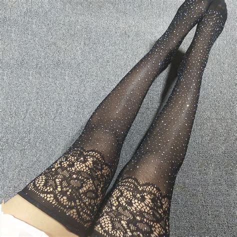 Bas Bas De Cuisse Haut Au Dessus Du Genou En Dentelle Sexy Brillant Strass R Sille Lingerie