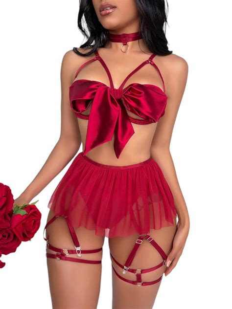 Springttc Womens Valentine S Day Lingerie Sets With Garter Belts Sexy