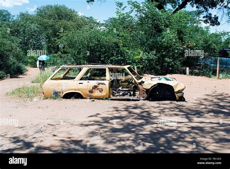 Wreck And Abandoned Car In Nairobi Kenya Africa Desert Stock Photo