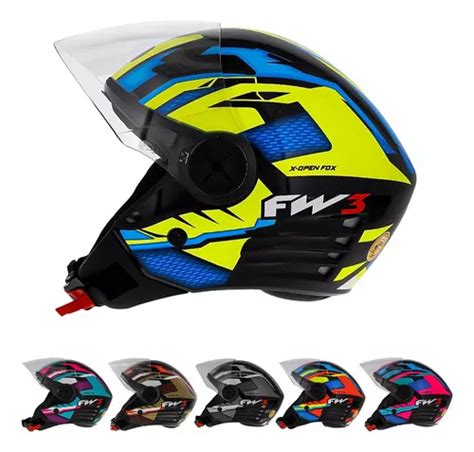 Capacete Aberto Fw3 X Open Up Fox Cores Tamanhos Oculos Cor Amarelo