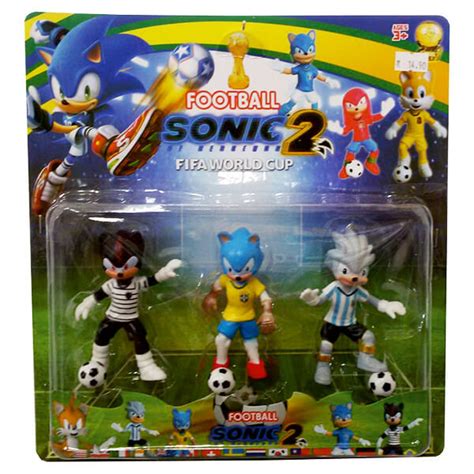 Фигури Соник футболист, топери за торта Sonic 3 броя, блистер - Marisa.BG