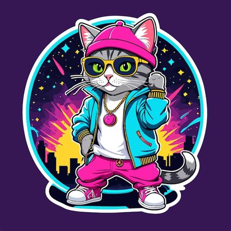 Premium Vector | Cool Cat Stickers with hiphop for Cat Lovers