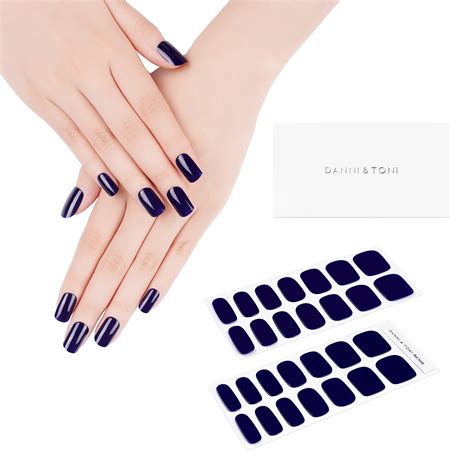 Danni Toni Semi Cured Gel Nail Strips Navy Blue In The Navy Gel