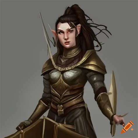 Illustration Of A Female Half Elf Dragonborn Paladin On Craiyon