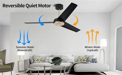 Wofifly 52 Black Ceiling Fans No Light With Remote Matte Black And