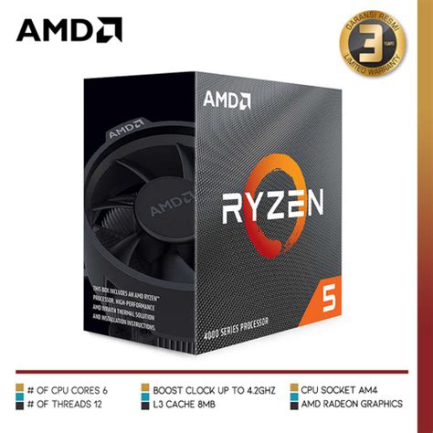 Promo AMD RYZEN 5 4600G | Processor AMD AM4 Zen 2 Renoir 6 Cores 12 ...