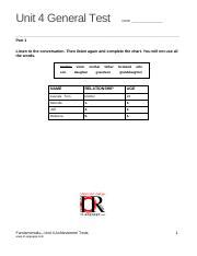 Top Notch Fundamentals Unit Assessment Pdf Unit General Test Name