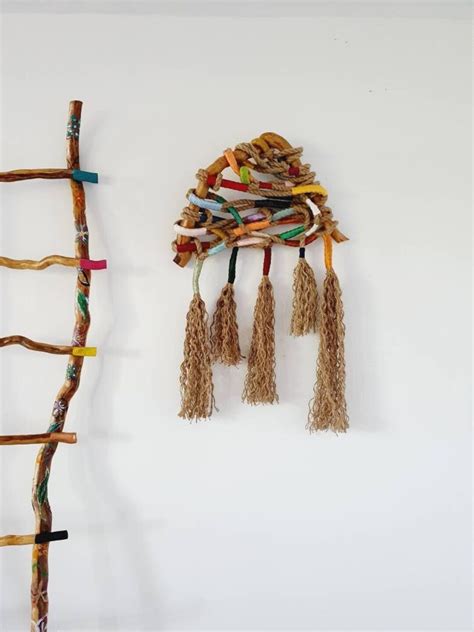 Jute Wall Hanging, Modern Bohemian, Vintage Style Wood Wall Art, Rope ...