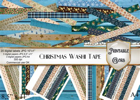 Vintage Christmas Digital Washi Tape Borders For Scrapbooking