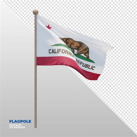 Bandeira De Mastro De Bandeira Texturizada D Realista Da Calif Rnia