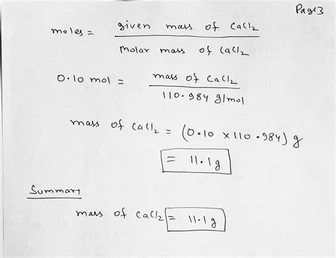 [solved] Calculate How Many Grams Of Cacl2 Are Required To Make 100 Ml