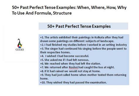 50+ Past Perfect Tense Examples: When, Where, How,Why To Use, Formula ...