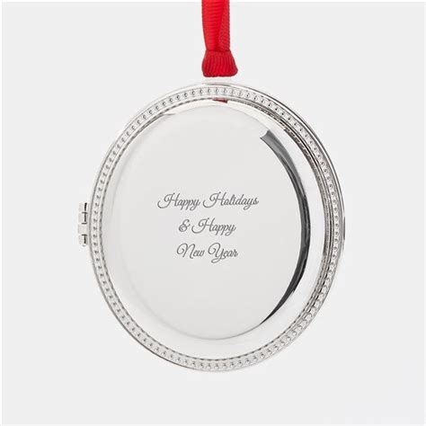 Engraved Silver Beaded Oval Locket Ornament