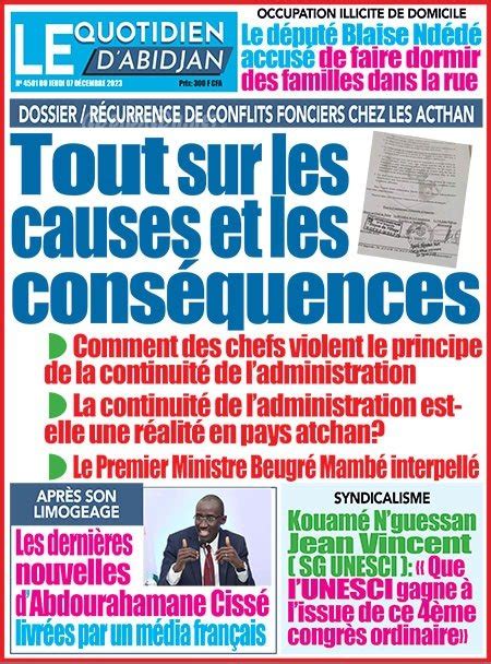 Titrologie D Cembre Revue De La Presse Ivoirienne Guikahu