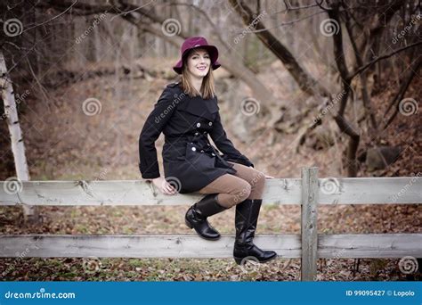 Woman With Long Hair Fedora Hat Stock Image Image Of Felt Adult