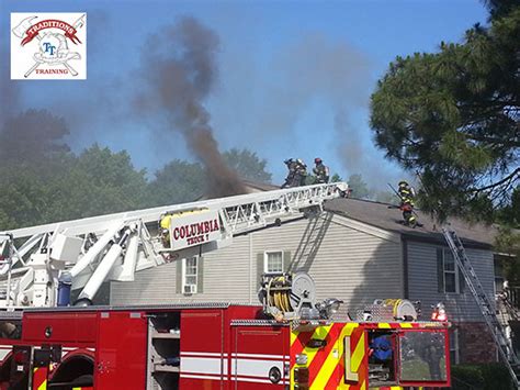 Firefighter Training Drill Ladder Company Positioning Fire