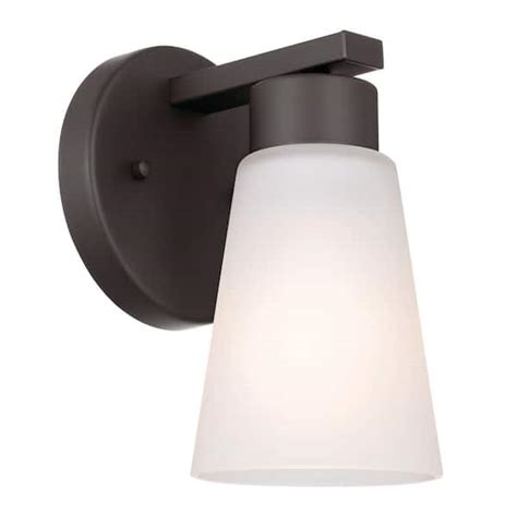 Kichler Stamos 1 Light Olde Bronze Bathroom Indoor Wall Sconce Light With Satin Etched Glass