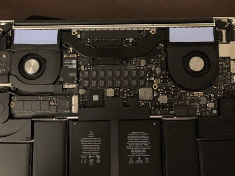 MacBook Pro 15 2015 Thermal Pads On Heatsink Play 4K With No Fan Noise